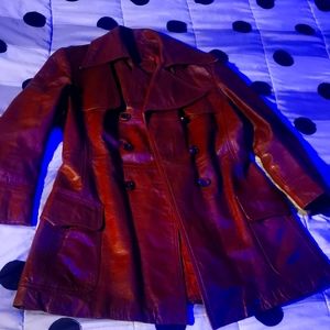 Vintage 1970s Etienne Aigner Double Breasted Leather Coat